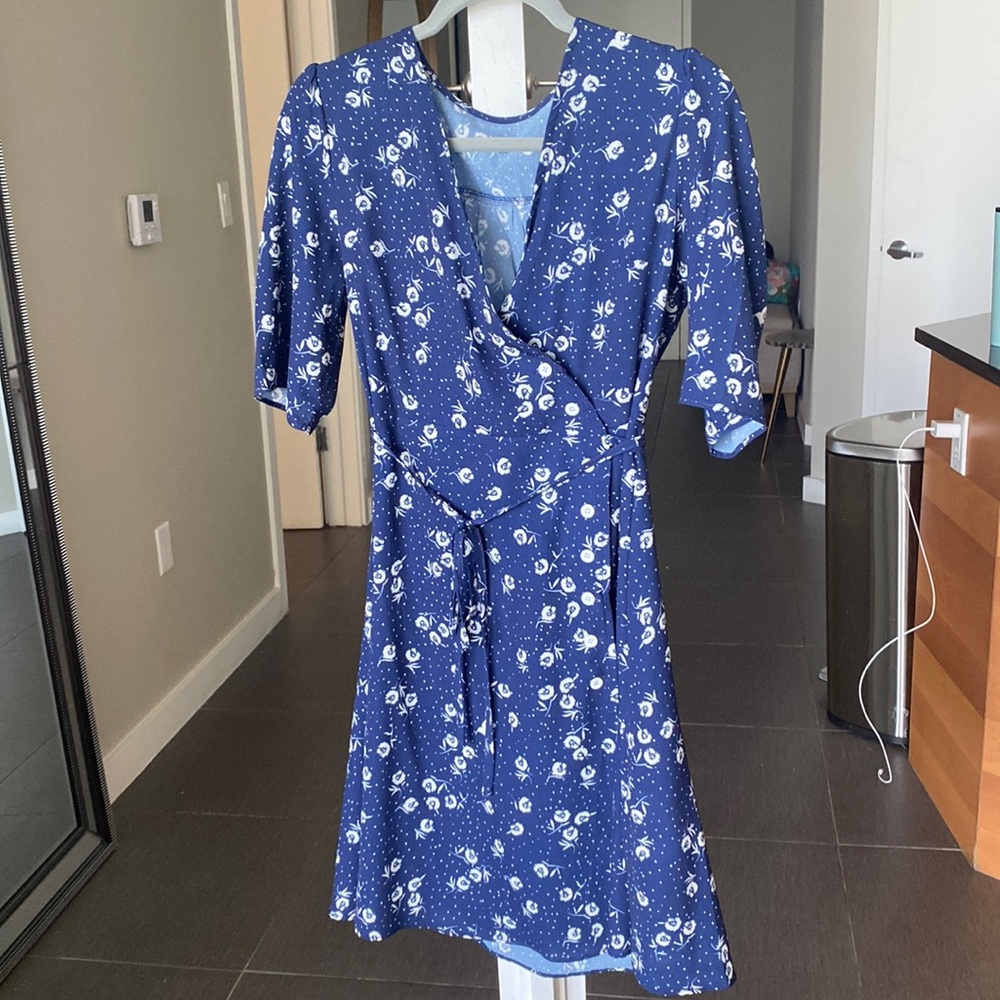 Blue Flower Print Dress